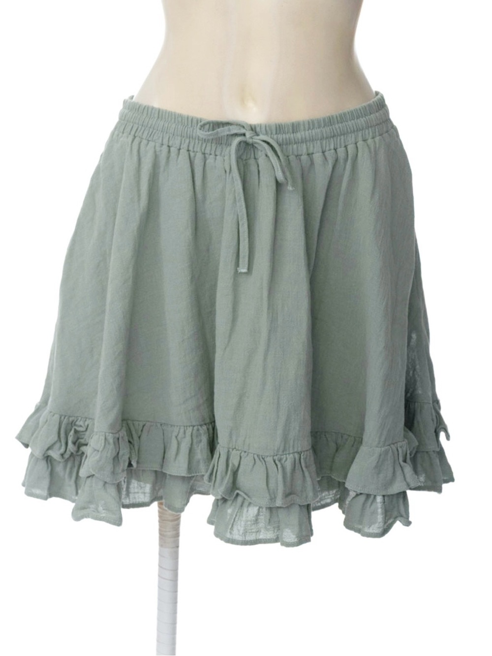 H&M Sage Green Ruffle Mini Skirt